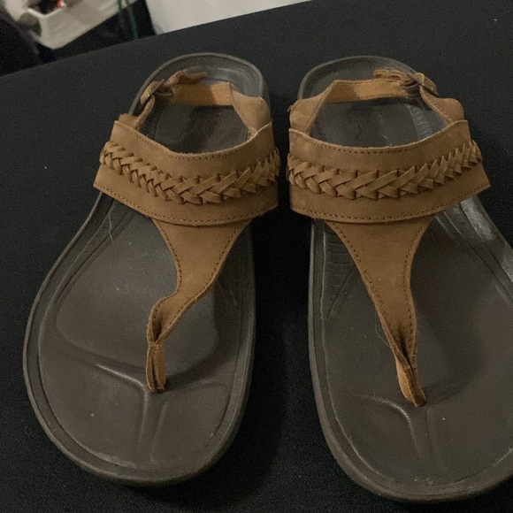 KURU LETTI Women's SIZE 10 BROWN THONG Sandals ANKLE STRAP BRAID DESIGN CLEAN - Picture 2 of 12